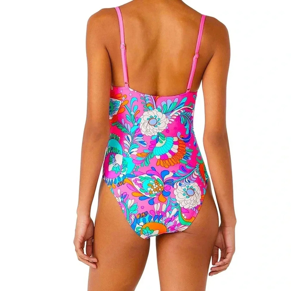 Kate Spade Sea Garden One Piece Underwire Swimsuit - Size S - Radiant Pink - NWT - Picture 2 of 9